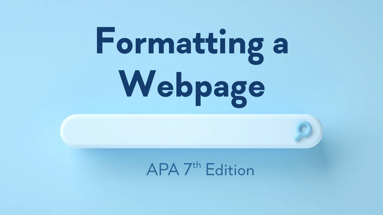 A blank search bar on a light blue background, under the title Formatting a Webpage, APA 7th Edition